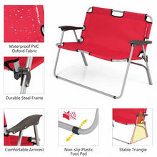 Load image into Gallery viewer, 2 Person Folding Camping Bench Portable Double Chair-Red