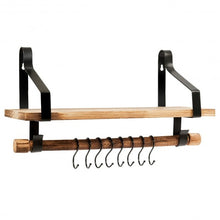 Load image into Gallery viewer, Wooden Wall-Mounted Floating Storage Shelf with Removable Towel Bar