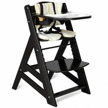 Load image into Gallery viewer, Adjustable Height Wooden Baby High Chair with Removeable Tray