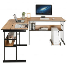 Load image into Gallery viewer, L-Shaped Computer Desk with Tiltable Tabletop-Walnut