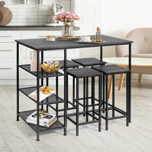 Load image into Gallery viewer, Industrial Dining Bar Pub Table with Metal Frame & Storage Shelves
