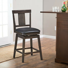 Load image into Gallery viewer, 24 inch Swivel Upholstered Counter Height Bar Chair with Rubber Wood Legs