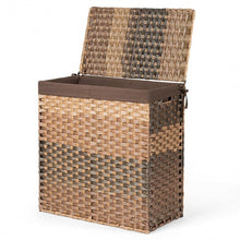 Load image into Gallery viewer, Laundry Hamper Hand-Woven Synthetic Rattan Laundry Basket-Brown