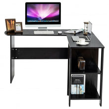 Load image into Gallery viewer, Modern L-Shaped Computer Desk with Shelves-Black