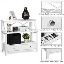 Load image into Gallery viewer, 3-Tier Storage Rack End table Side Table with Slide Drawer -White