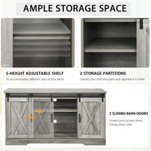 Load image into Gallery viewer, 59" TV Stand with Adjustable Shelf and Sliding Barn Door Cabinet-Gray