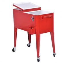 Load image into Gallery viewer, Red Portable Outdoor Patio Cooler Cart