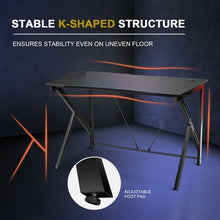 Load image into Gallery viewer, K-Shaped Computer Gaming Desk 45" Racing Desk w/Cup Headphone Holder & Storage