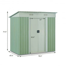 Load image into Gallery viewer, 4x6 ft Outdoor Galvanized Steel Tool Storage Shed with Sliding Door-Light Green