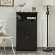 Load image into Gallery viewer, Bathroom Wooden Side Cabinet with 2 Drawers and 2 Doors-Coffee