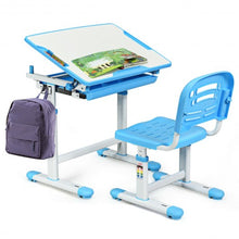 Load image into Gallery viewer, Height Adjustable Children’s Desk Chair Set -Blue