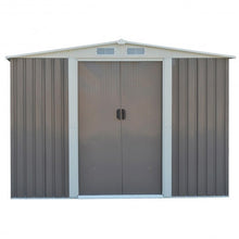 Load image into Gallery viewer, 8x8 ft Outdoor Garden Galvanized Steel Storage Shed with Sliding Door-Gray