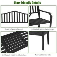 Load image into Gallery viewer, Patio Garden Bench Steel Frame with Adjustable Center Table