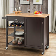 Load image into Gallery viewer, Giantex Kitchen Island Cart Rolling Serving Cart Wood Trolley-Brown