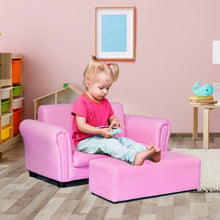 Load image into Gallery viewer, Soft Kids Double Sofa with Ottoman-Pink