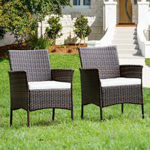 Load image into Gallery viewer, 2 Pieces Rattan Arm Dining Chair Cushioned Sofa Furniture Patio