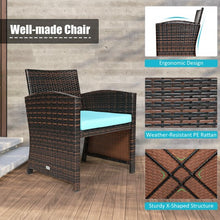 Load image into Gallery viewer, 3 Pieces PE Rattan Wicker Furniture Set with Cushion Sofa Coffee Table for Garden-Turquoise