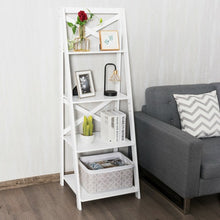 Load image into Gallery viewer, 4-tier Leaning Free Standing Ladder Shelf Bookcase-White