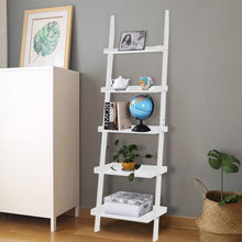 Load image into Gallery viewer, 5-Tier Leaning Wall Display Bookcase-White