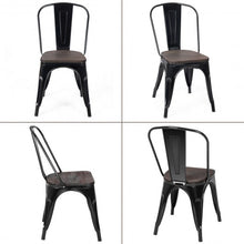 Load image into Gallery viewer, Set of 4 Stackable Tolix Style Metal Wood Dining Chair-Black