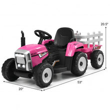 Load image into Gallery viewer, 12V Kids Ride On Tractor with Trailer Ground Loader-Pink