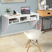Load image into Gallery viewer, Wall Mounted Floating Computer Table Desk Storage Shelf-White
