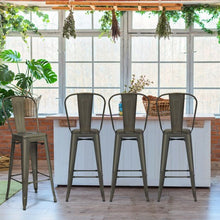 Load image into Gallery viewer, 30" Height Set of 4 High Back Metal Industrial Bar Stools-Gun