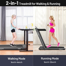 Load image into Gallery viewer, 2-in-1 Electric Motorized Folding Treadmill with Dual Display and Bluetooth Speaker-Black