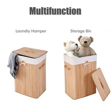 Load image into Gallery viewer, Rectangle Bamboo Hamper Laundry Basket Washing Cloth Bin Storage Bag Lid 3 color-Natural