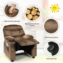 Load image into Gallery viewer, Adjustable Lounge Chair with Footrest and Side Pockets for Children-Brown