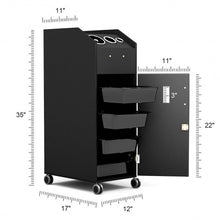 Load image into Gallery viewer, Black Salon Trolley Cart with 4 Storage Trays-Black