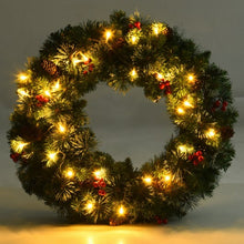 Load image into Gallery viewer, 24" Pre-lit Christmas Spruce Wreath with 8 Flash Modes