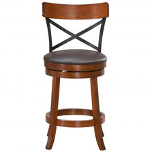 Load image into Gallery viewer, Set of 2 Bar Stools 360-Degree Swivel Dining Bar Chairs with Rubber Wood Legs-25 inch