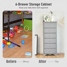 Load image into Gallery viewer, 6 Drawers Chest Dresser Clothes Storage Bedroom Furniture Cabinet-Gray