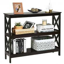Load image into Gallery viewer, 3-Tier Console X-Design Sofa Side Accent Table-Espresso