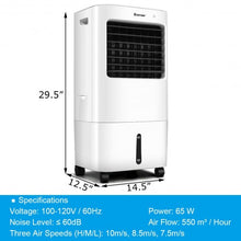 Load image into Gallery viewer, Evaporative Portable Air Cooler Fan w/ Remote Control-White