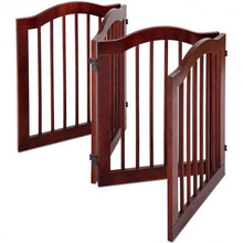 Load image into Gallery viewer, 4 Panels Folding Freestanding Wood Pet Dog Safety Gate-24"