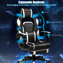 Load image into Gallery viewer, Massage Gaming Chair with Footrest and Lumbar Support-White
