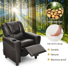 Load image into Gallery viewer, Children PU Leather Recliner Chair with Front Footrest-Brown