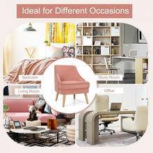 Load image into Gallery viewer, Velvet Upholstered Accent Chair with Rubber Wood Legs-Pink
