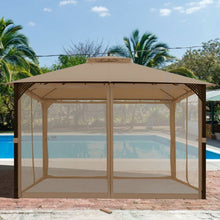 Load image into Gallery viewer, 12" x 10" Outdoor Double Top Patio Gazebo-Brown