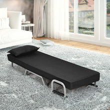 Load image into Gallery viewer, Folding 5 Position Convertible Sleeper Bed Armchair Lounge Couch w/Pillow-Black