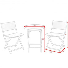 Load image into Gallery viewer, 3 Pcs Folding Garden Patio Table Chairs Set -Black