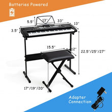 Load image into Gallery viewer, 61 Key Electronic Piano with Lighted Keys Stand Bench Headphone