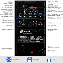 Load image into Gallery viewer, Portable 12" 2-way 600 W Bluetooth Music Rechargeable Powered Speaker