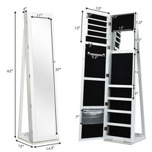 Load image into Gallery viewer, Mirrored Lockable Standing Jewelry Storage Organizer-White