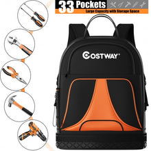 Load image into Gallery viewer, Tool Backpack Heavy Duty Jobsite Tool Bag 33 Pockets