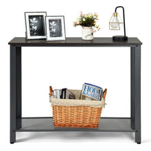 Load image into Gallery viewer, Metal Frame Wood Console Sofa Table with Storage Shelf-Black