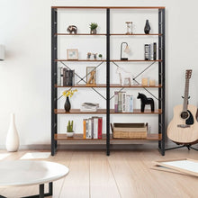 Load image into Gallery viewer, 80.7" Double Wide 6-Shelf Bookcase Industrial Metal Storage Shelf