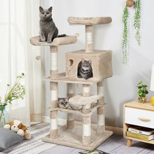 Load image into Gallery viewer, 55" Multi-Level Kitten Activity Tower with Hammock-Beige